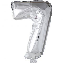 Foil Balloon, silver, 7, H: 41 cm, 1 pc [HOB-59191]