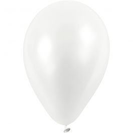 Balloons, white, D 23 cm, 10 pc/ 1 pack [HOB-592001]