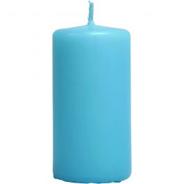 Candles, light blue, H: 100 mm, D 50 mm, 6 pc/ 1 pack [HOB-596116]