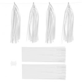 Paper Tassel, white, size 12x35 cm, 14 g, 12 pc/ 1 pack [HOB-599801]