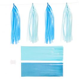 Paper Tassel, blue, light blue, size 12x35 cm, 14 g, 12 pc/ 1 pack [HOB-599808]