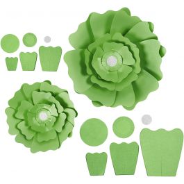 Paper Flowers, green, D 15+25 cm, 230 g, 2 pc/ 1 pack [HOB-599907]
