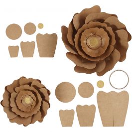 Paper Flowers, natural, D 15+25 cm, 2 pc/ 1 pack [HOB-599916]