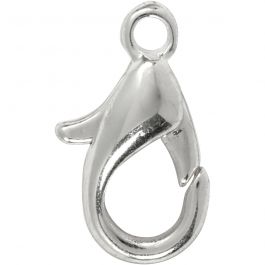 Carabiners, silver-plated, L: 10 mm, 100 pc/ 1 pack [HOB-600121]