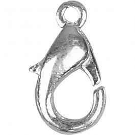 Carabiners, silver-plated, L: 12 mm, 100 pc/ 1 pack [HOB-600161]