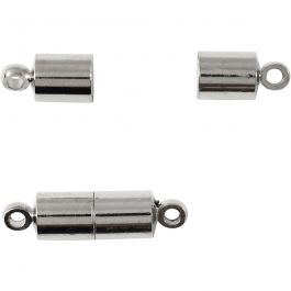 Magnetic Clasp, silver-plated, L: 17 mm, D 5 mm, 10 pc/ 1 pack [HOB-60027]