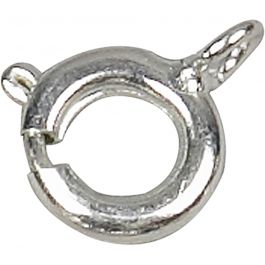 Spring Ring Clasps, silver-plated, D 7 mm, 100 pc/ 1 pack [HOB-600301]