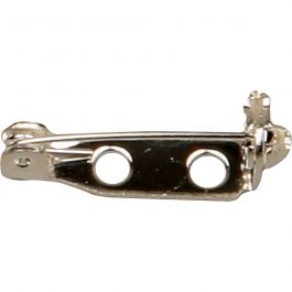 Brooch Backs, silver-plated, L: 15 mm, 100 pc/ 1 pack [HOB-600701]