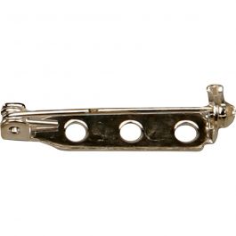 Brooch Backs, silver-plated, L: 25 mm, 10 pc/ 1 pack [HOB-600720]