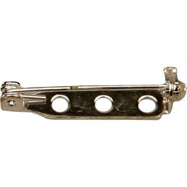 Brooch Backs, silver-plated, L: 25 mm, 100 pc/ 1 pack [HOB-600721]