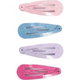 Hair Slide, blue, pink, purple, light red, L: 32 mm, W: 12 mm, 4 pc/ 1 pack [HOB-600993]