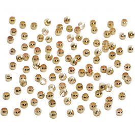 Crimp Beads, gold-plated, D 2 mm, 100 pc/ 1 pack [HOB-60106]