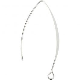 Ear Hanger, silver-plated, H: 42 mm, hole size 2 mm, 4 pc/ 1 pack [HOB-601250]