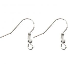 French Earhook, silver-plated, L: 18 mm, 10 pc/ 1 pack [HOB-603020]