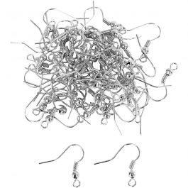 French Earhook, silver-plated, L: 18 mm, 100 pc/ 1 pack [HOB-603021]