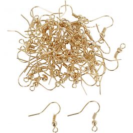 French Earhook, gold-plated, L: 18 mm, 100 pc/ 1 pack [HOB-603041]
