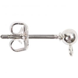 Stud Earrings, silver-plated, L: 13 mm, 10 pc/ 1 pack [HOB-603100]
