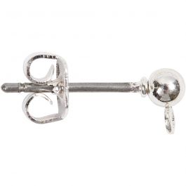 Stud Earrings, silver-plated, L: 13 mm, 100 pc/ 1 pack [HOB-603101]