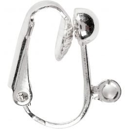 Clip-On Earrings, silver-plated, L: 16,5 mm, W: 1,5 mm, hole size 1,6 mm, 6 pc/ 1 pack [HOB-603170]
