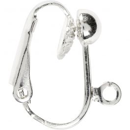 Clip-On Earrings, silver-plated, L: 16,5 mm, W: 1,5 mm, hole size 1,6 mm, 40 pc/ 1 pack [HOB-60317]