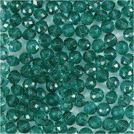 Faceted Beads, green, D 4 mm, hole size 1 mm, 45 pc/ 1 pack [HOB-60978]