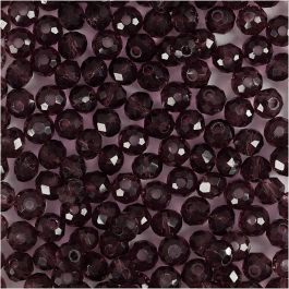 Faceted Beads, purple, D 4 mm, hole size 1 mm, 45 pc/ 1 pack [HOB-60980]