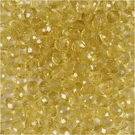 Faceted Beads, yellow, D 4 mm, hole size 1 mm, 45 pc/ 1 pack [HOB-60981]
