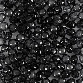 Faceted Beads, grey, D 4 mm, hole size 1 mm, 45 pc/ 1 pack [HOB-60983]