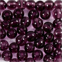 Glass Beads, purple, D 4 mm, hole size 1 mm, 45 pc/ 1 pack [HOB-60990]