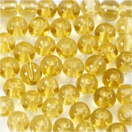 Glass Beads, yellow, D 4 mm, hole size 1 mm, 45 pc/ 1 pack [HOB-60991]