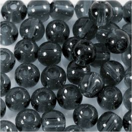 Glass Beads, grey, D 4 mm, hole size 1 mm, 45 pc/ 1 pack [HOB-60993]