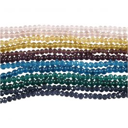 Glass and Faceted Beads, D 4 mm, hole size 1 mm, 12x45 pc/ 1 pack [HOB-60995]