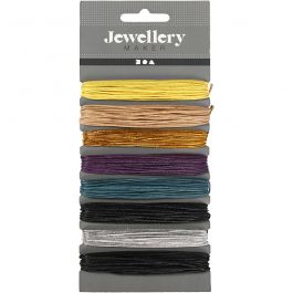 Cotton Cord, assorted colours, thickness 1 mm, 8x5 m/ 1 pack [HOB-609980]