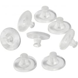 Earring stud backs, transparent, D 10 mm, 10 pair/ 1 pack [HOB-61171]