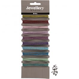 Coloured Bead Chains, assorted colours, D 1,5 mm, 10x80 cm/ 1 pack [HOB-61505]