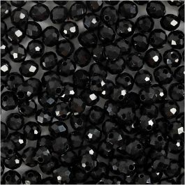 Faceted Beads, metallic black, size 3x4 mm, hole size 0,8 mm, 100 pc/ 1 pack [HOB-61680]