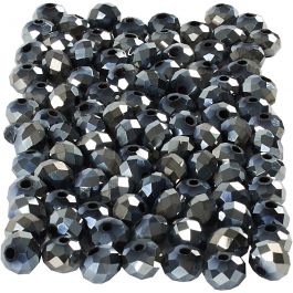 Faceted Beads, metallic black, size 5x6 mm, hole size 1 mm, 100 pc/ 1 pack [HOB-61686]