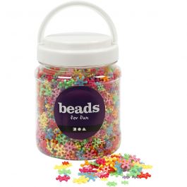 Novelty Shape Beads, assorted colours, 270 g, D 7-13,5 mm, hole size 2 mm, 700 ml/ 1 tub [HOB-61761]