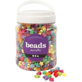 Novelty Shape Beads, assorted colours, 400 g, D 10 mm, hole size 3,5 mm, 700 ml/ 1 tub [HOB-61774]