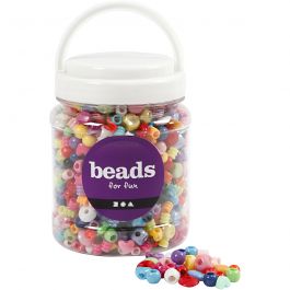 Plastic Beads, 390 g, size 6-20 mm, hole size 1,5-6 mm, 700 ml/ 1 tub [HOB-618050]