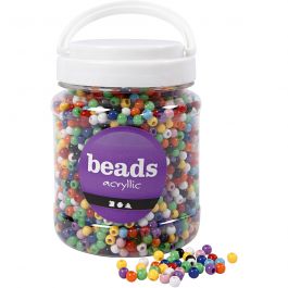 Pony Beads, assorted colours, 425 g, D 6 mm, hole size 3 mm, 700 ml/ 1 tub [HOB-61831]