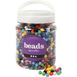 Pony Beads, assorted colours, 415 g, D 8 mm, hole size 4 mm, 700 ml/ 1 tub [HOB-61833]