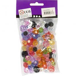Faceted Bead Mix, 75 g, size 10-12-16 mm, hole size 1-2,5 mm, 125 ml/ 1 pack [HOB-618780]