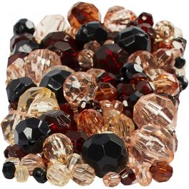 Faceted Bead Mix, golden, size 4-12 mm, hole size 1-2,5 mm, 250 g/ 1 pack [HOB-61880]