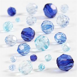 Faceted Bead Mix, blue harmony, size 4-12 mm, hole size 1-2,5 mm, 45 g/ 1 pack [HOB-618821]