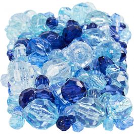 Faceted Bead Mix, blue harmony, size 4-12 mm, hole size 1-2,5 mm, 250 g/ 1 pack [HOB-61882]
