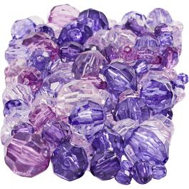 Faceted Bead Mix, purple, size 4-12 mm, hole size 1-2,5 mm, 250 g/ 1 pack [HOB-61883]