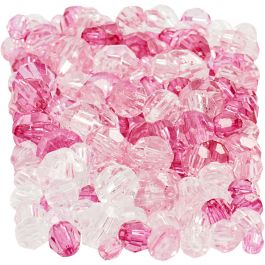 Faceted Bead Mix, pink (081), size 4-12 mm, hole size 1-2,5 mm, 250 g/ 1 pack [HOB-61884]
