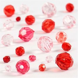 Faceted Bead Mix, red harmony, size 4-12 mm, hole size 1-2,5 mm, 45 g/ 1 pack [HOB-618851]