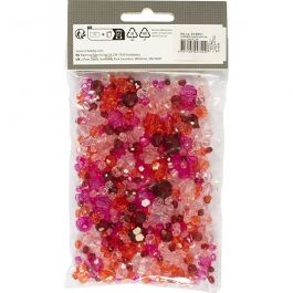 Faceted Bead Mix, red harmony, size 4-12 mm, hole size 1-2,5 mm, 45 g/ 1 pack [HOB-618851]